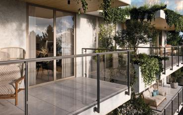 Pfosten - Aluminium Geländer Balkon ALU Glas Terrasse RAL Grau Profil Gebäude Glasgeländer